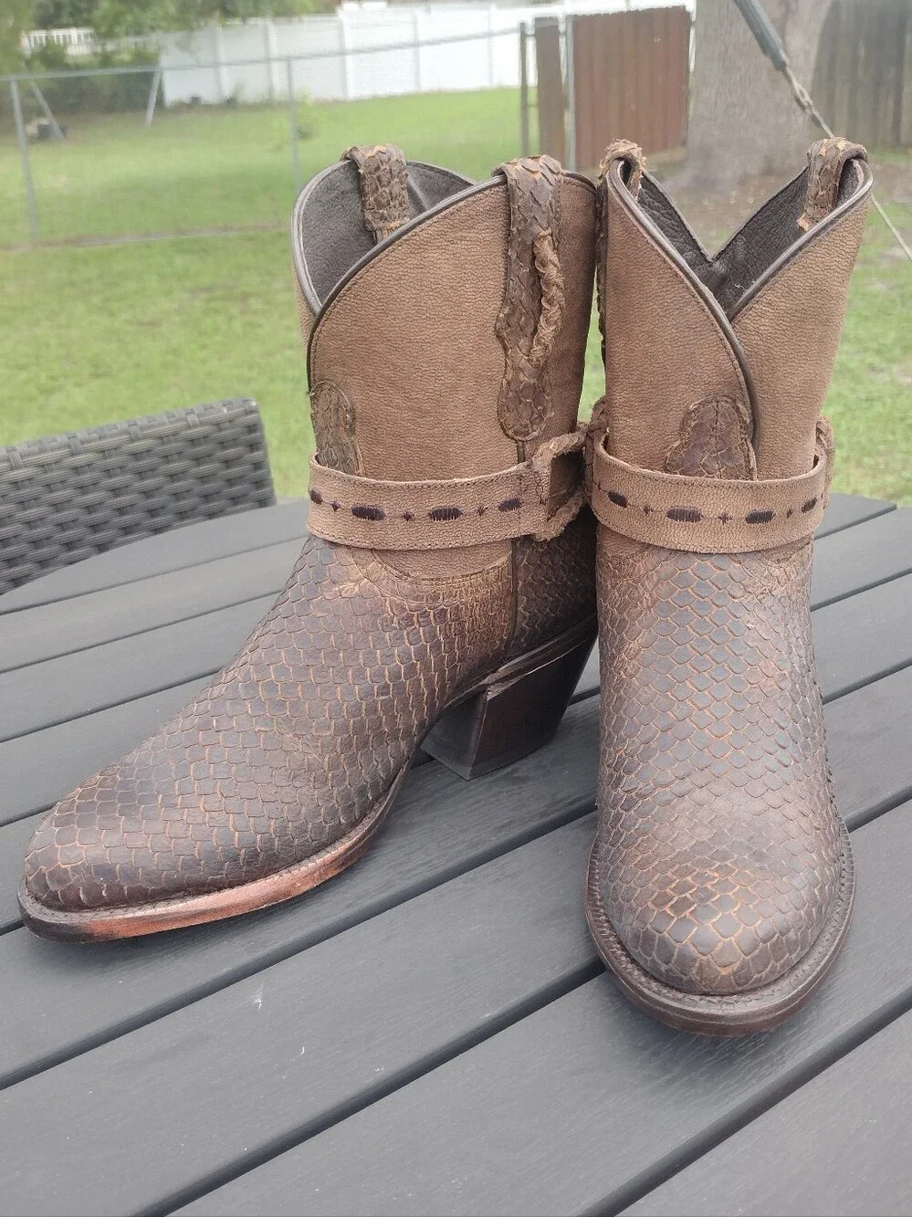 Tony Lama Espresso Bernadette Western Boots Size 7 Round Toe